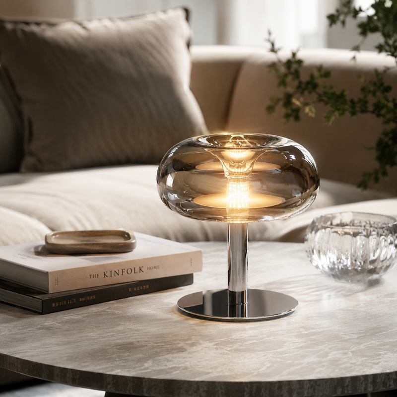 Smoked Glass Table Lamp
