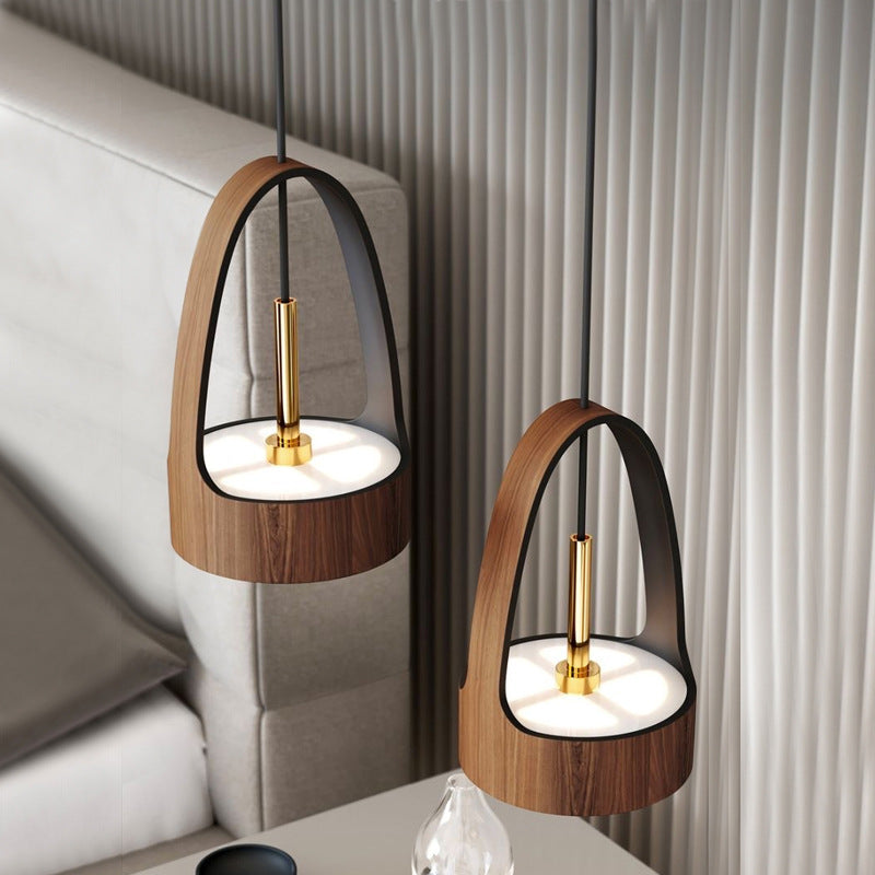 Modern Wood Grain LED Pendant Light