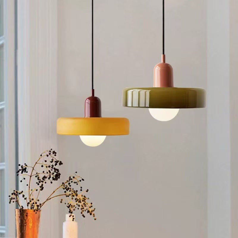 Vintage Glass Pendant Light with Adjustable Hanging Wire