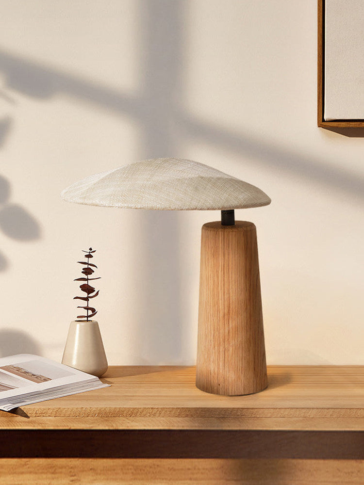 Retro Solid Wood Table Lamp with LED