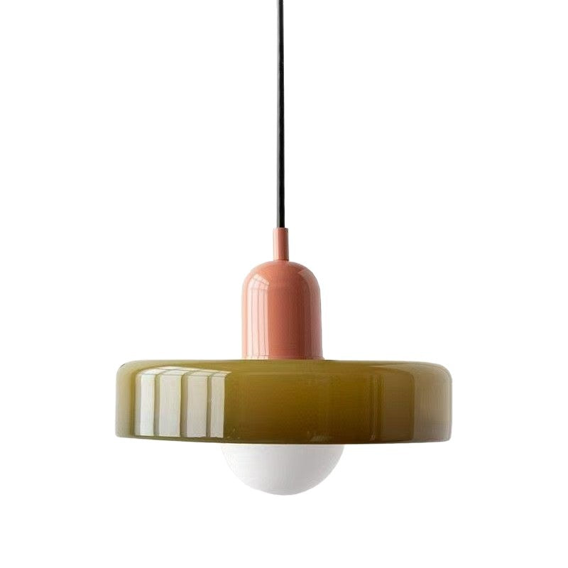 Vintage Glass Pendant Light with Adjustable Hanging Wire
