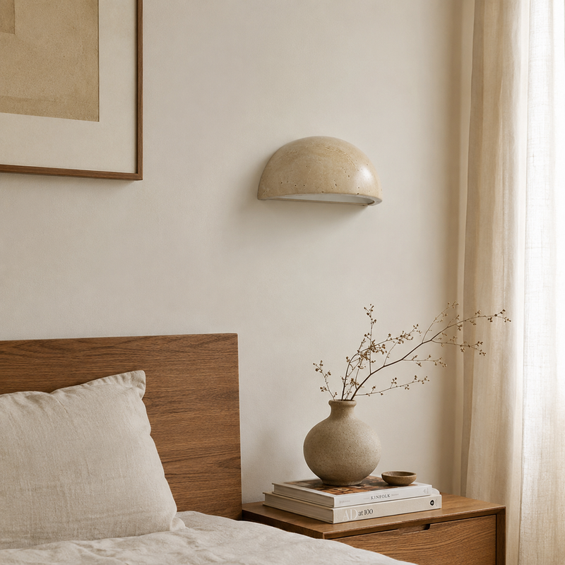 Travertine Semi-Circle Wall Lamp
