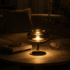 Modern Smoked Glass LED Table Lamp - Italian Mushroom