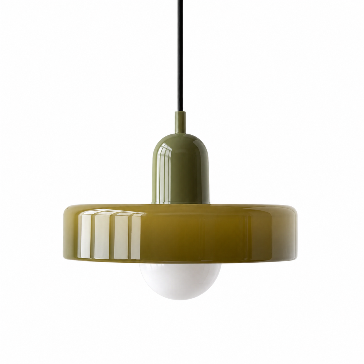 Blown Glass Pendant Light — Vintage Bubble Shade Hanging Lamp