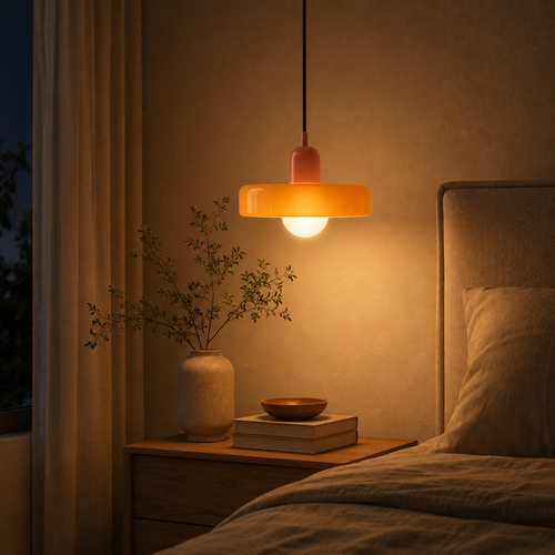 Blown Glass Pendant Light — Vintage Bubble Shade Hanging Lamp