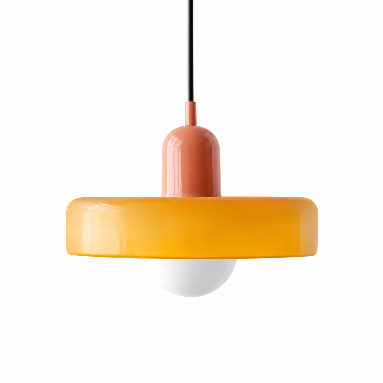 Blown Glass Pendant Light — Vintage Bubble Shade Hanging Lamp