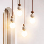 Vintage Travertine Pendant Lamp with LED Light