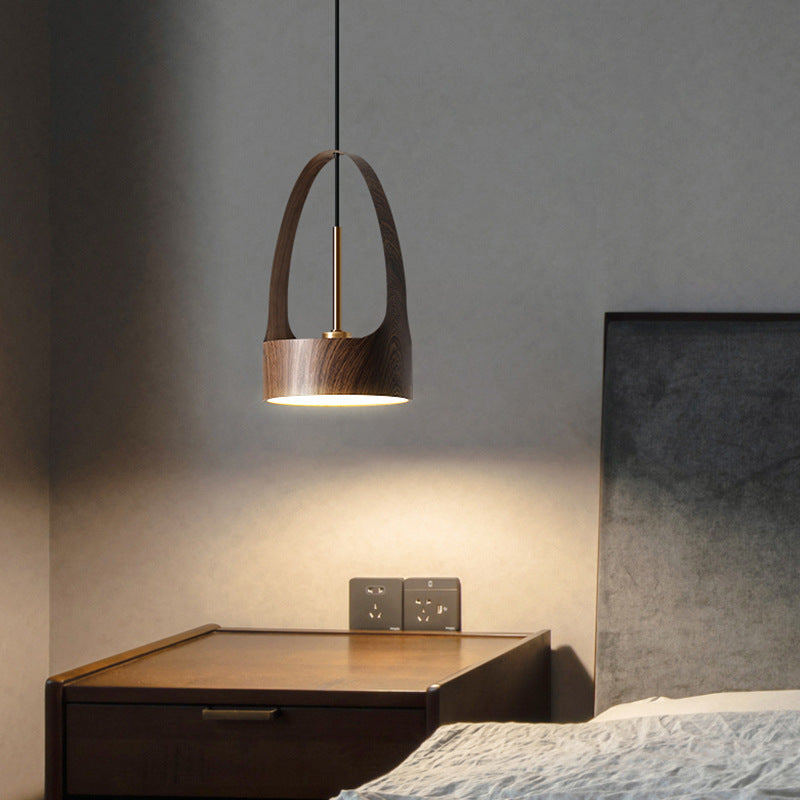 Modern Wood Grain LED Pendant Light