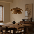 Handwoven Hemp Pendant Light — Wabi-Sabi Boho Dining Room Lamp