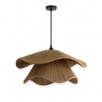 Handwoven Hemp Pendant Light — Wabi-Sabi Boho Dining Room Lamp