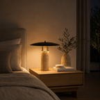 Marble Column Table Lamp — Designer Bedside Light, Natural Stone