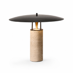 Marble Column Table Lamp — Designer Bedside Light, Natural Stone