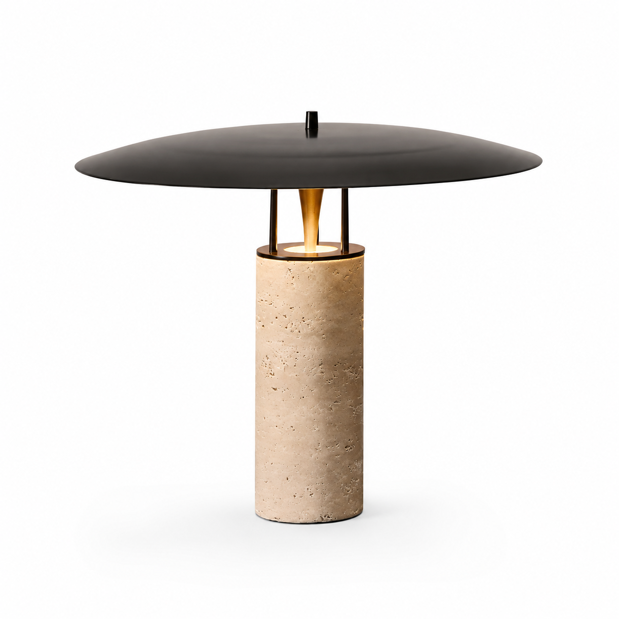 Marble Column Table Lamp — Designer Bedside Light, Natural Stone