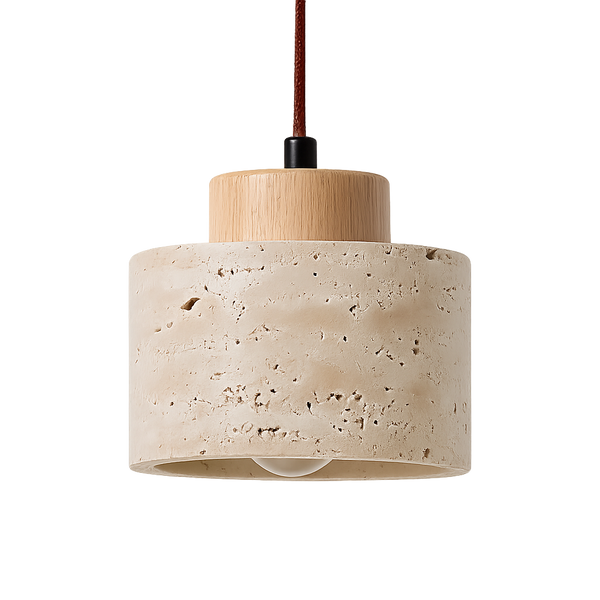 Natural Cylindrical Travertine Pendant Light