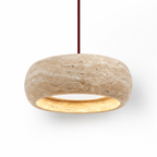 Travertine Stone Pendant Light — Wabi-Sabi Dining Room Chandelier
