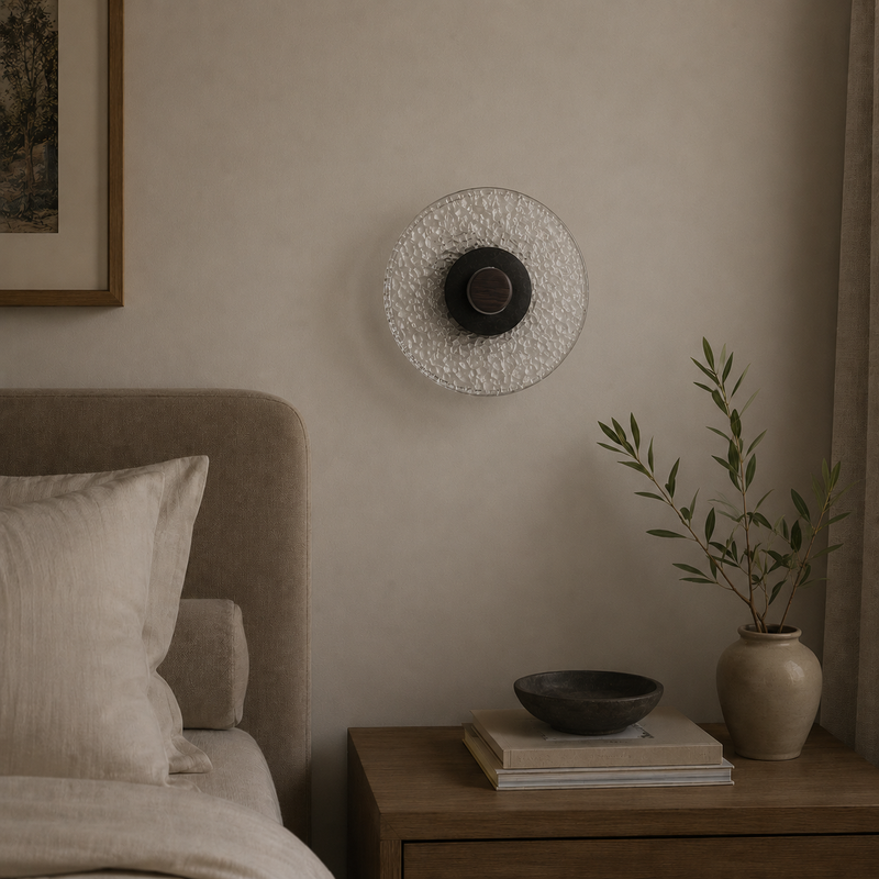 Walnut Wood Glass Wall Lamp