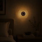 Walnut Wood & Glass Wall Sconce — French Vintage Bedside Light